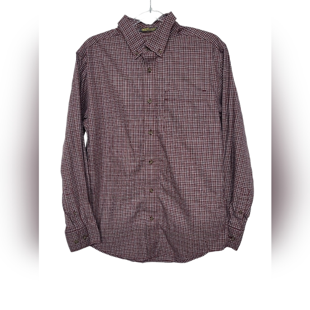 Redhead Mens Long Sleeve Checked Plaid Button Up Wrinkle Resistant Shirt Size M